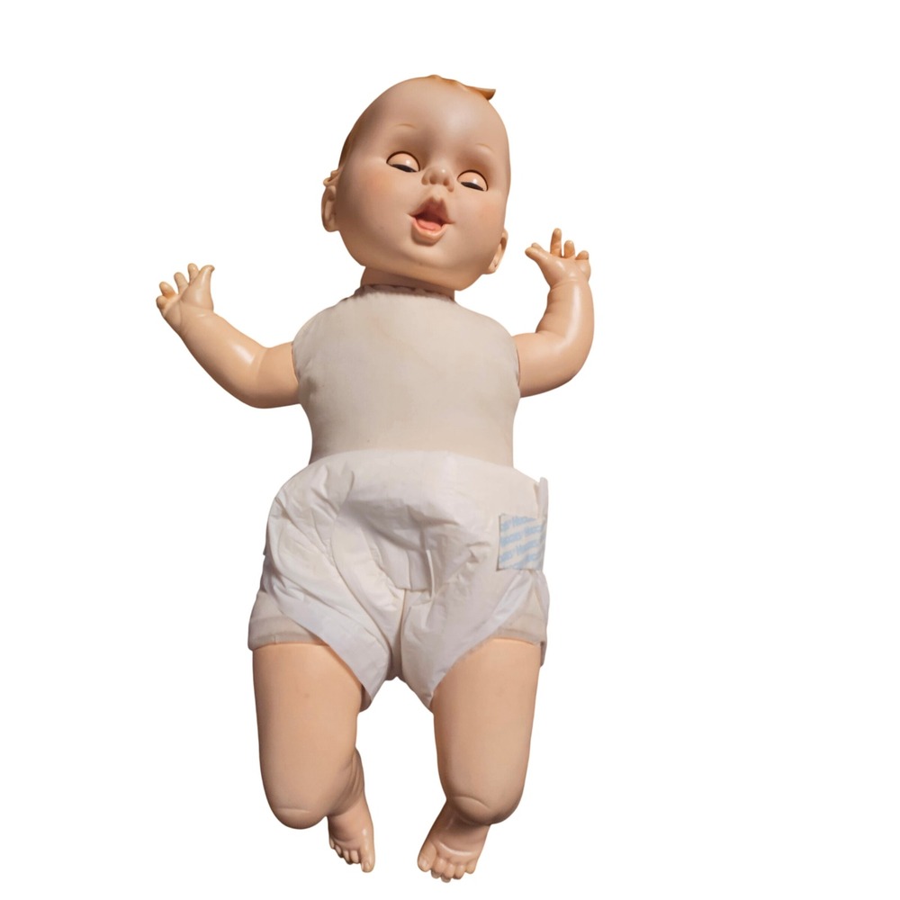 Vintage 1989 Gerber Baby Doll Vinyl 15 Drink & Wet Blue Sleepy Eyes Diaper‎